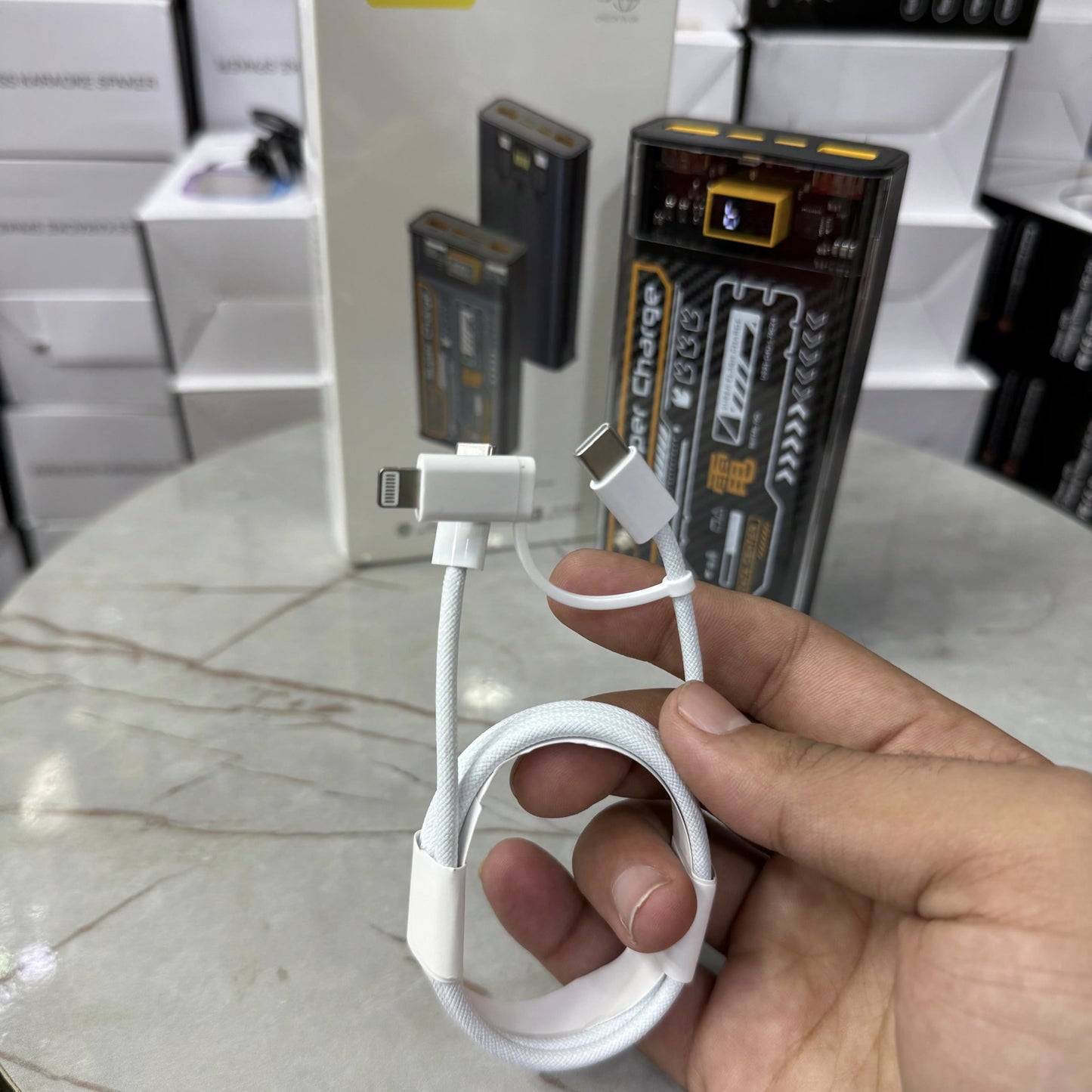 Amazon Lot Imported 20000mAh 120W Super Fast Charging Portable Power Bank With Free with 2-in-1 Cable