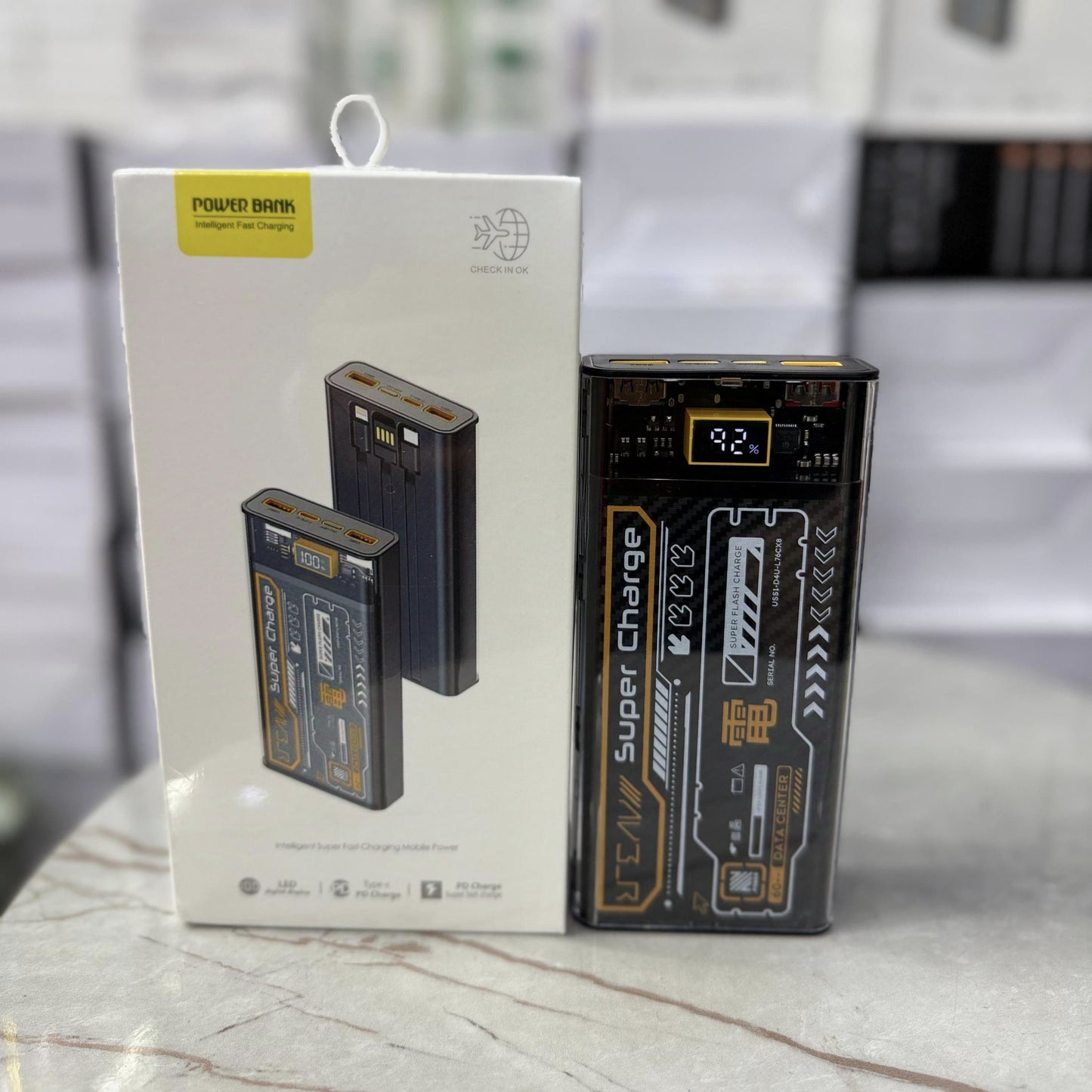 Amazon Lot Imported 20000mAh 120W Super Fast Charging Portable Power Bank With Free with 2-in-1 Cable